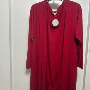 Red Long Sleeve dress with touched detail In front
